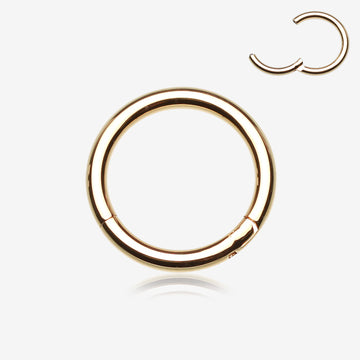 Detail View 1 of Gold Plated Seamless Hinged Clicker Hoop Ring